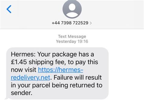 hermes phishing-mail|hermes text message scam.